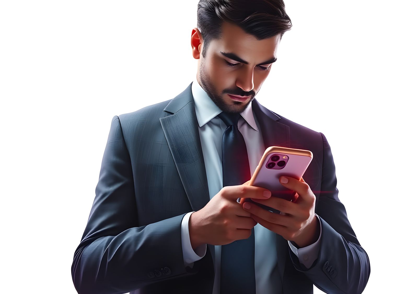 Businessman Using Mobile Phone: Fantasy Concept Art