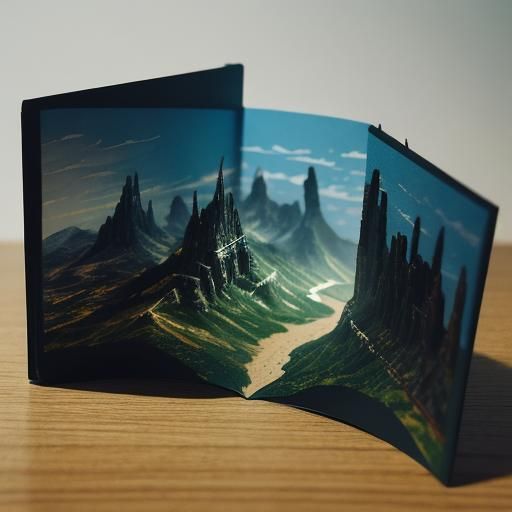 Cinematic Pop-Up Book Still with Film Grain