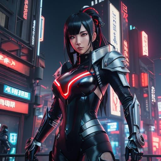 Girl in Cyberpunk Anime Armor