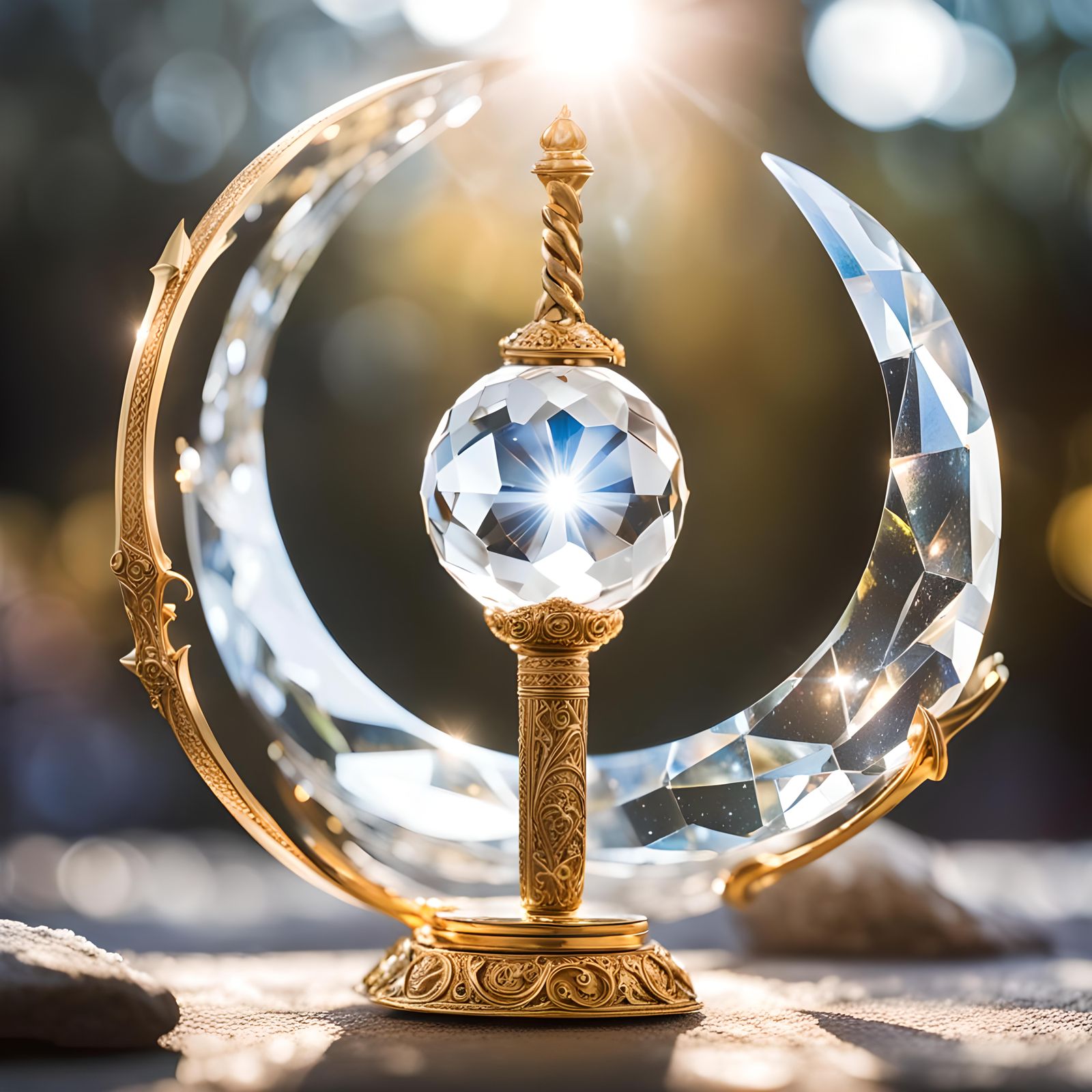 Crystal Quartz Sword with Prismatic Sphere Background