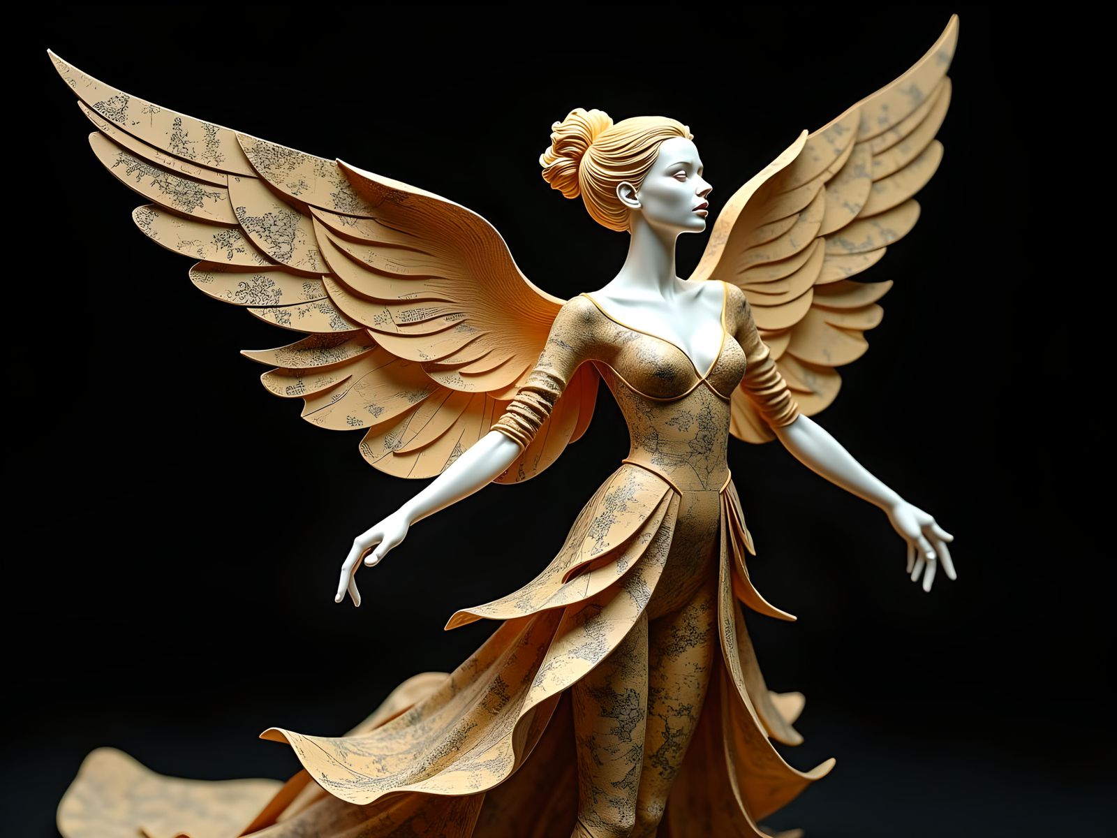 Antique Map Woman Sculpture in Hyperrealism