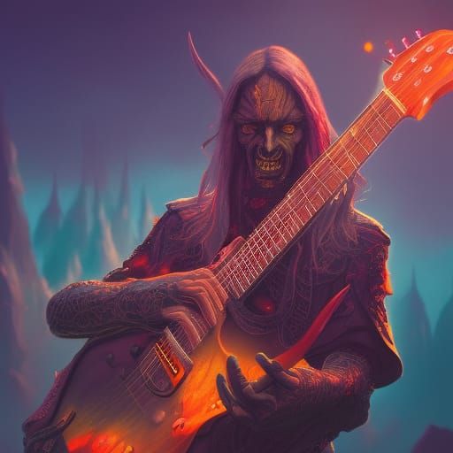 evil wizard playing guitar