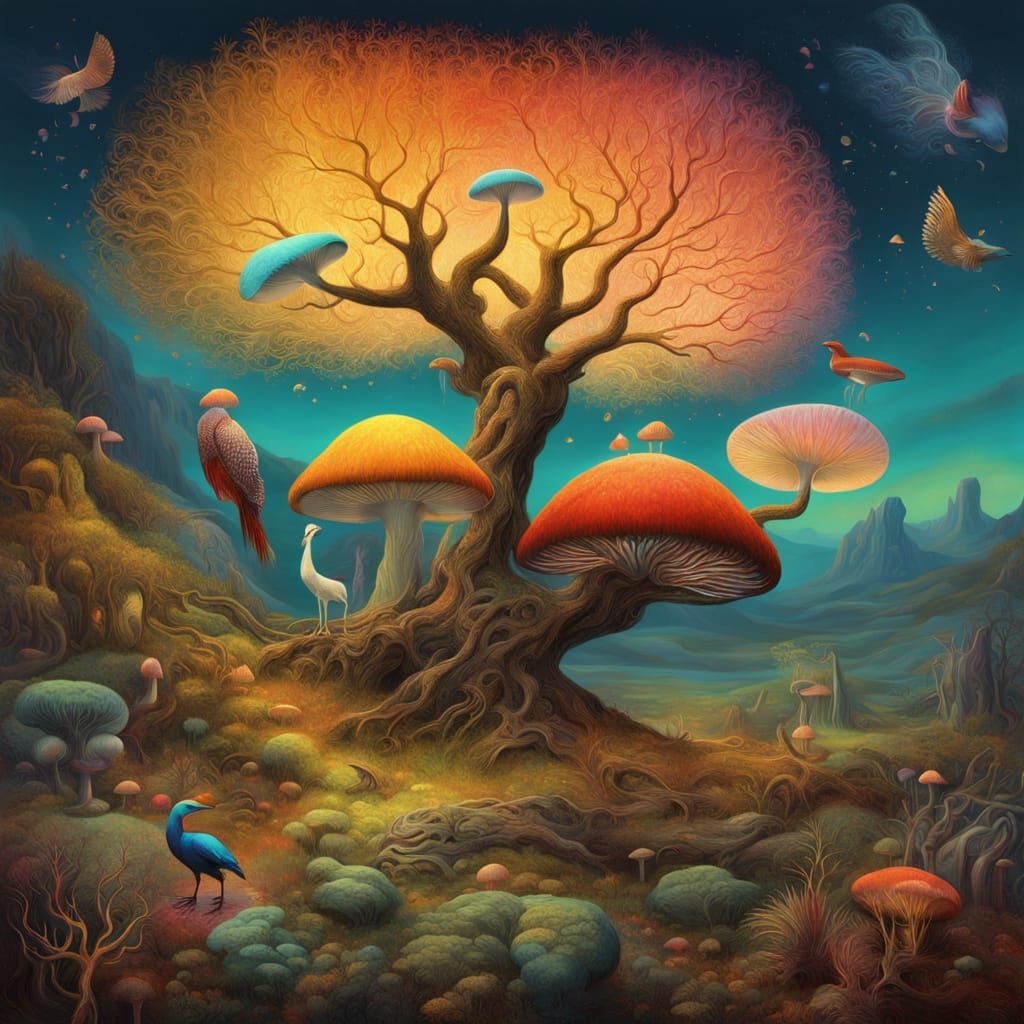 Surreal Landscape with Hybrid Animal in Vibrant Digital Art