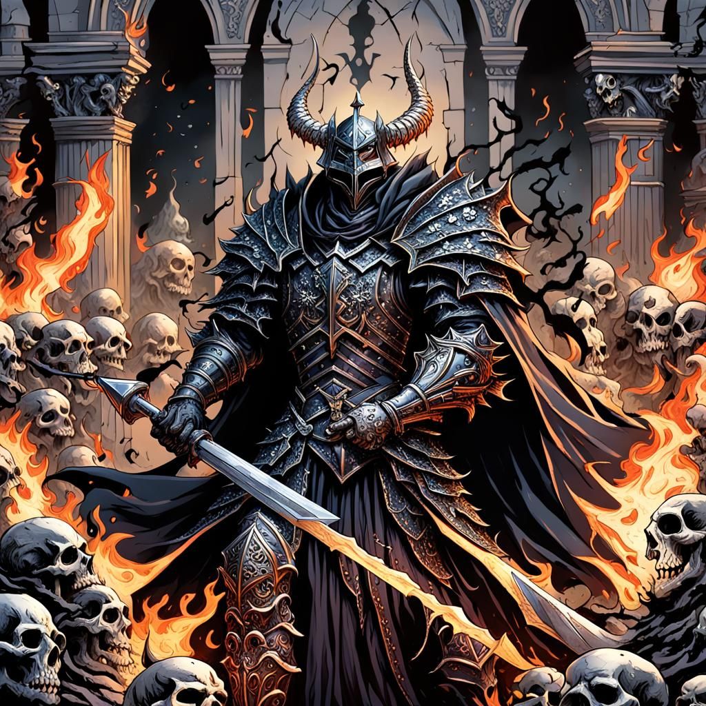 Demonic Knight in Hell: Dark Fantasy Comic Art
