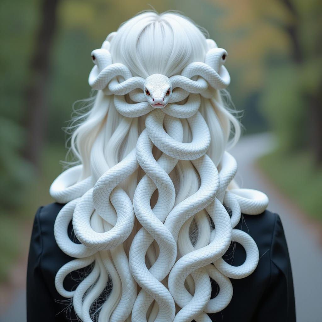 Medusa with White Snake Hair