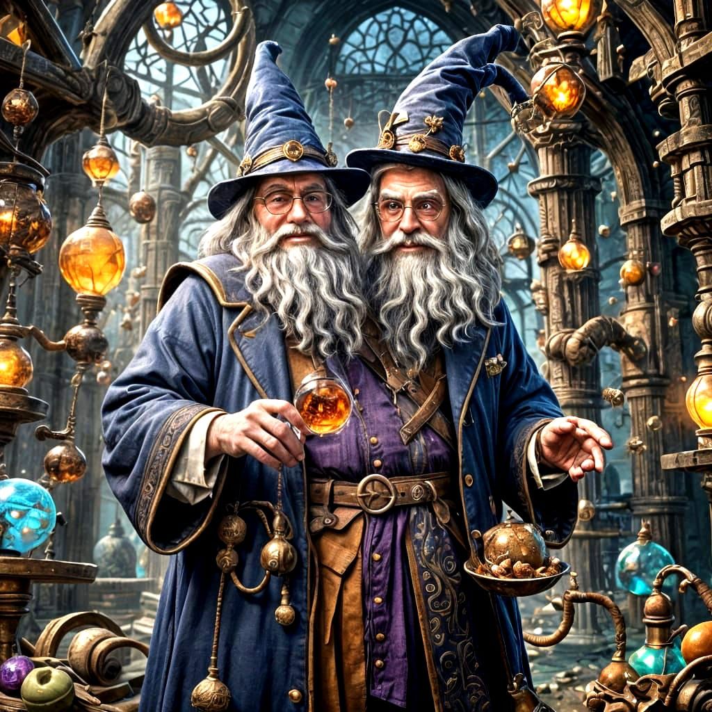 Fantastical Nutty Professor Wizard: Detailed Matte Painting