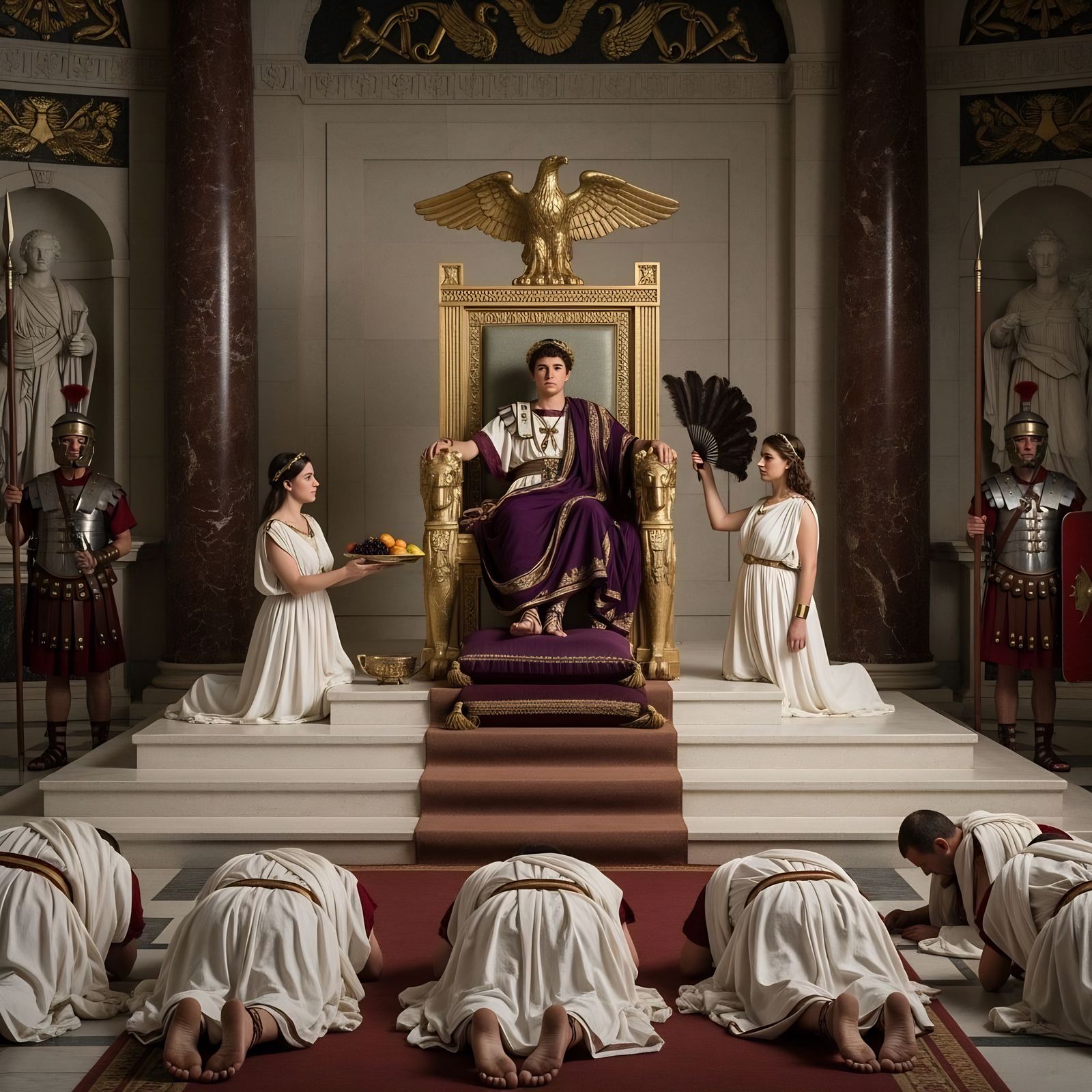 Emperor Caligula on His Throne in Imperial Palace