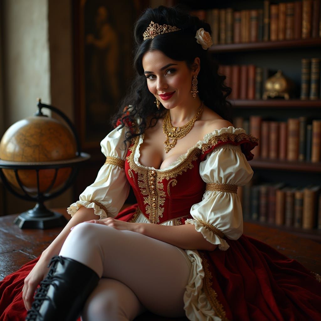 Curvy Princess in Gothic Study: Photography