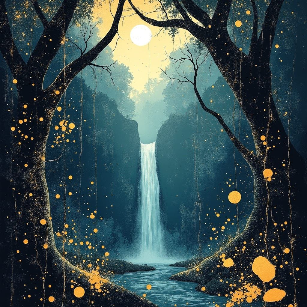 Mystical Forest Moonlight Digital Art