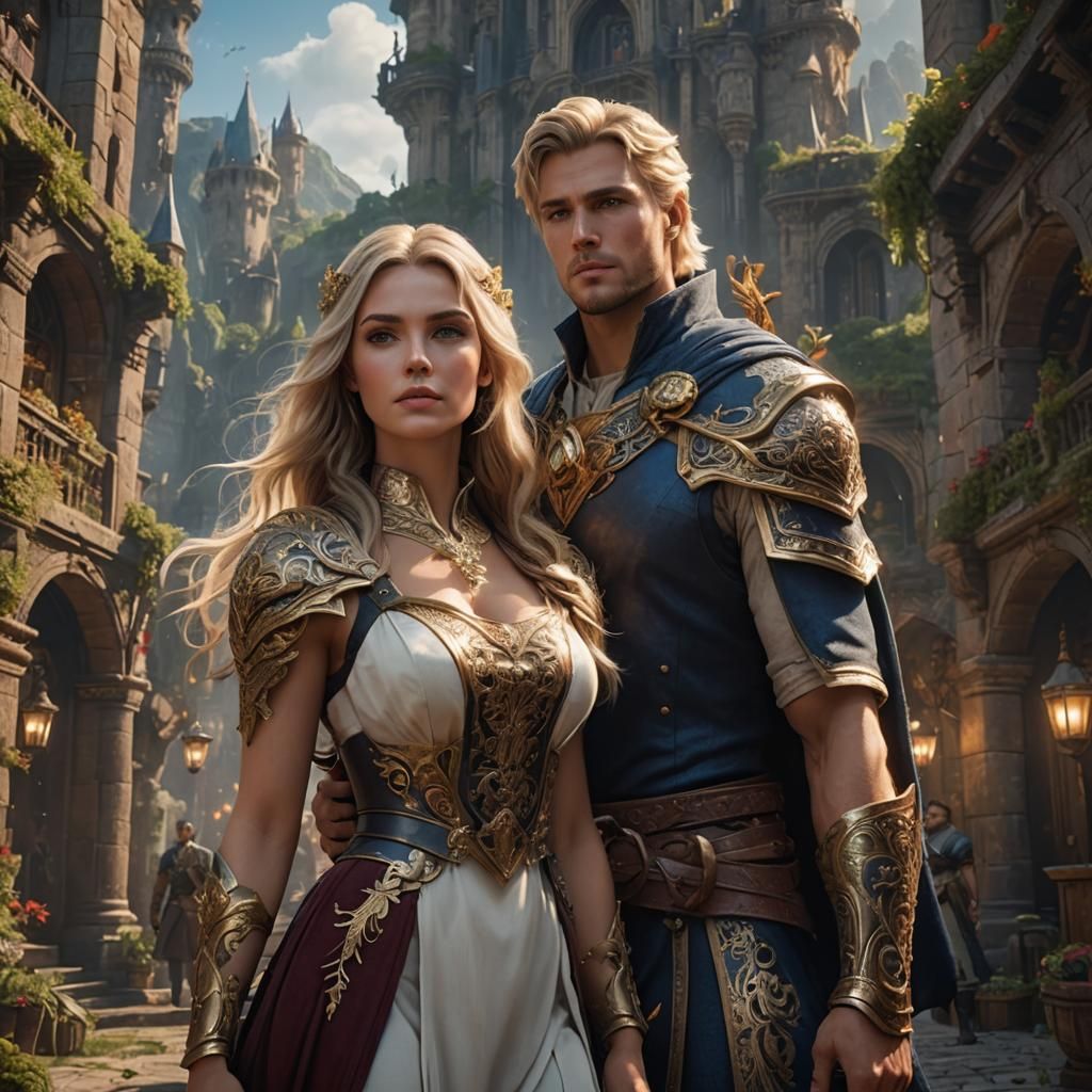 Beautiful Couple in Detailed Fantasy Art