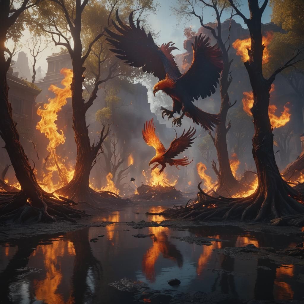 Phoenix Rising: Detailed Fantasy Art