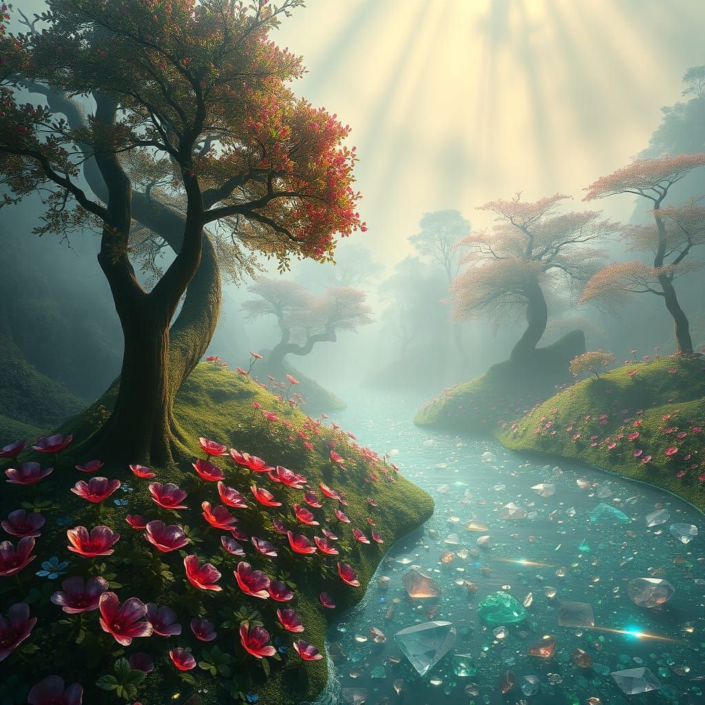 Emerald Forest of Rubies and Sapphires, with Diamond River a...