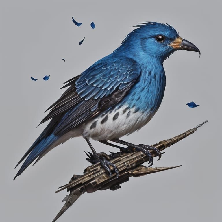 Intricately Detailed Bird Eating Seeds in Splash Art Style