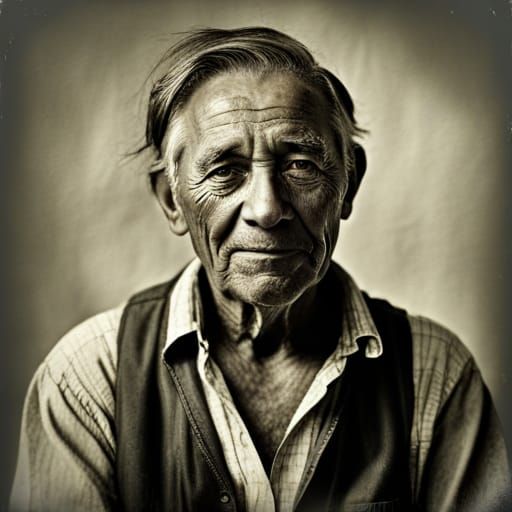 Vintage Portrait of Proud Old Fisherman