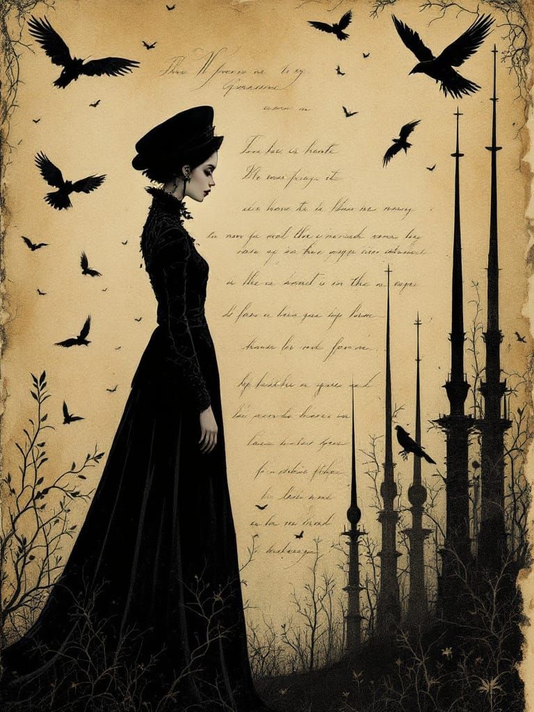 Gothic Victorian Woman in Dusk, Literary Portrait