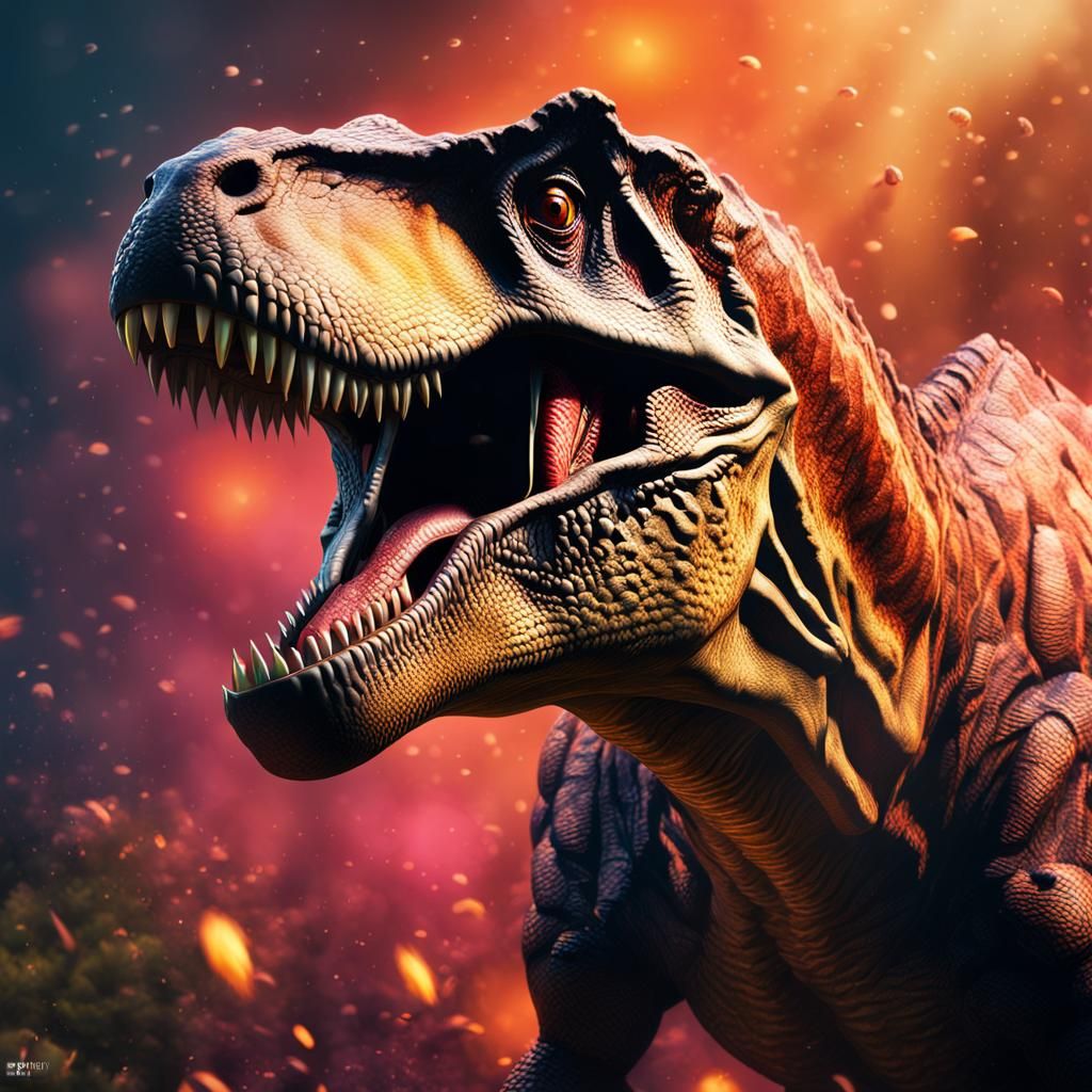 Hyperrealistic Tyrannosaurus Rex Splash Art