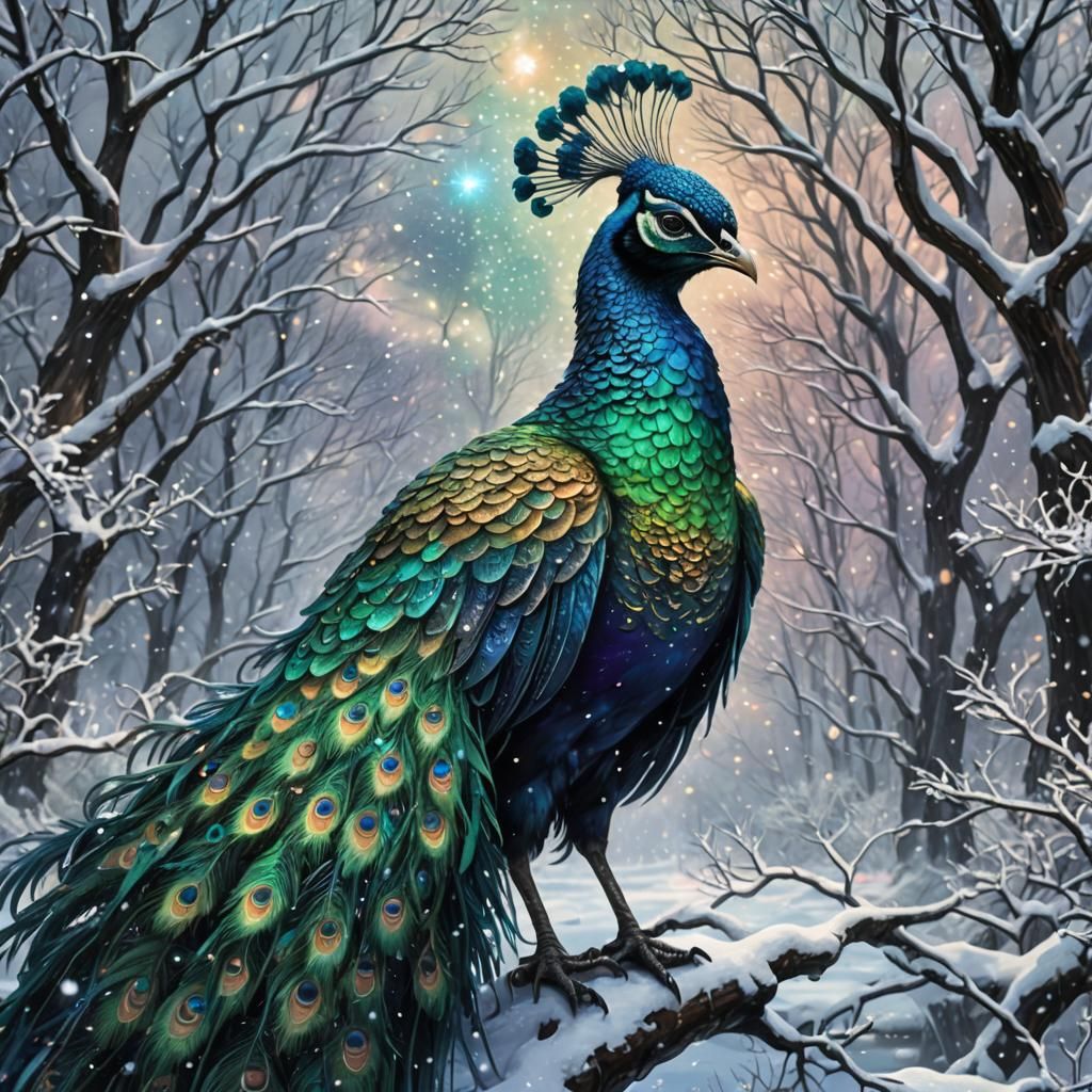 Legendary Snow Bird in Celestial Art Style