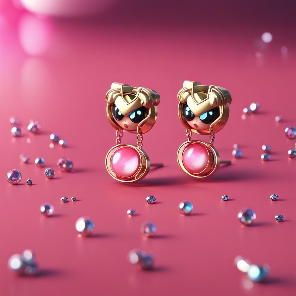 Powerpuff Girls Earrings in 3D Game Style