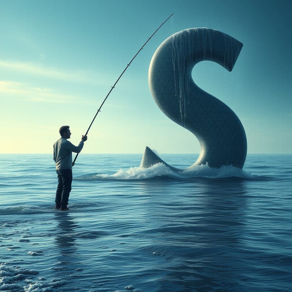 Ocean Fisherman Reels in Letter S: Digital Matte Painting