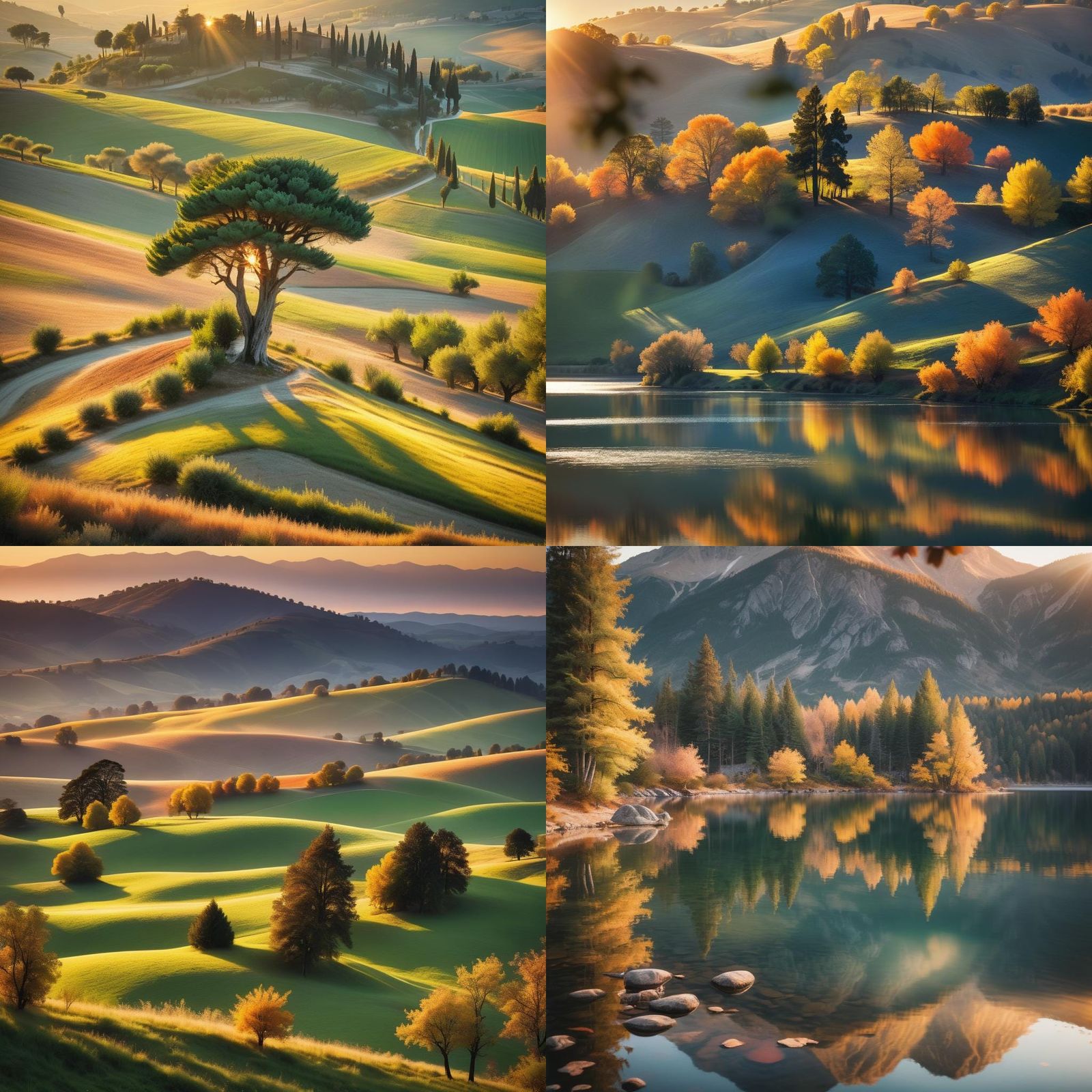 Picturesque Sunset Landscape with Bokeh Effect