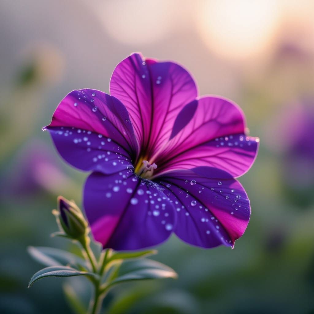 Velvety Petunia Blossom in Intimate Macro Detail