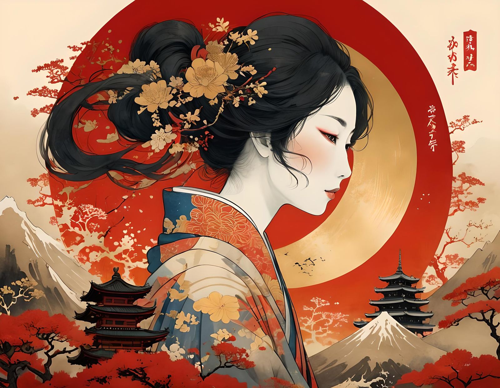 Sandra in Japanese Ink Wash Style