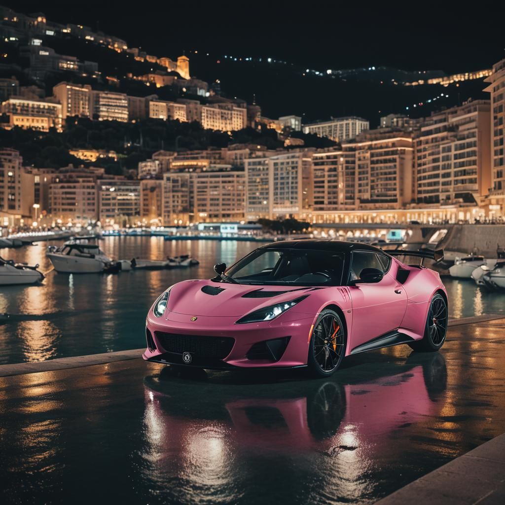 Rainbow Lotus Evora GT in Monaco at Night