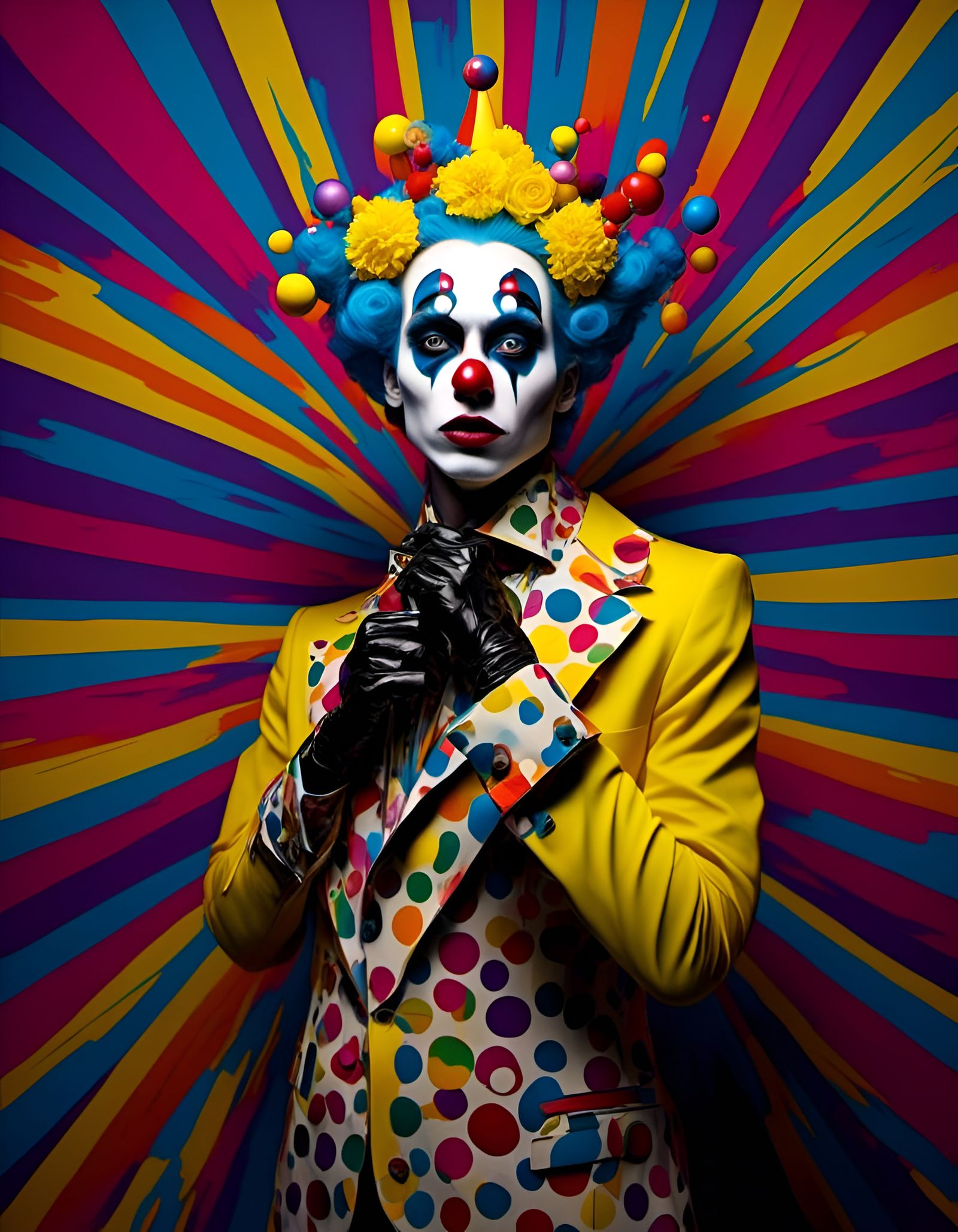 Radiant Clown in Futuristic Toyism Style