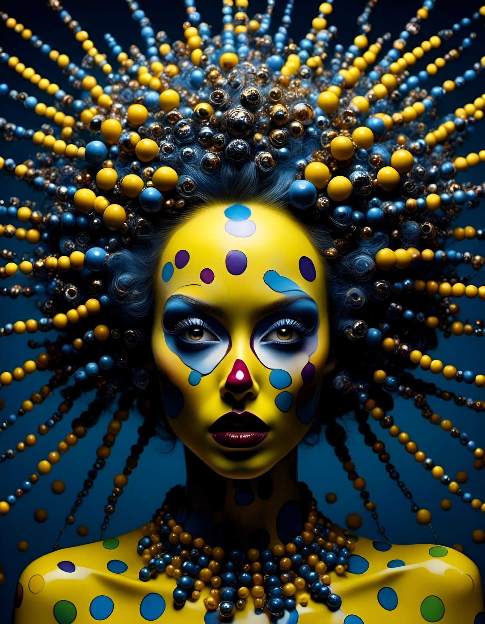 Radiant Clown Portrait in Futuristic Style