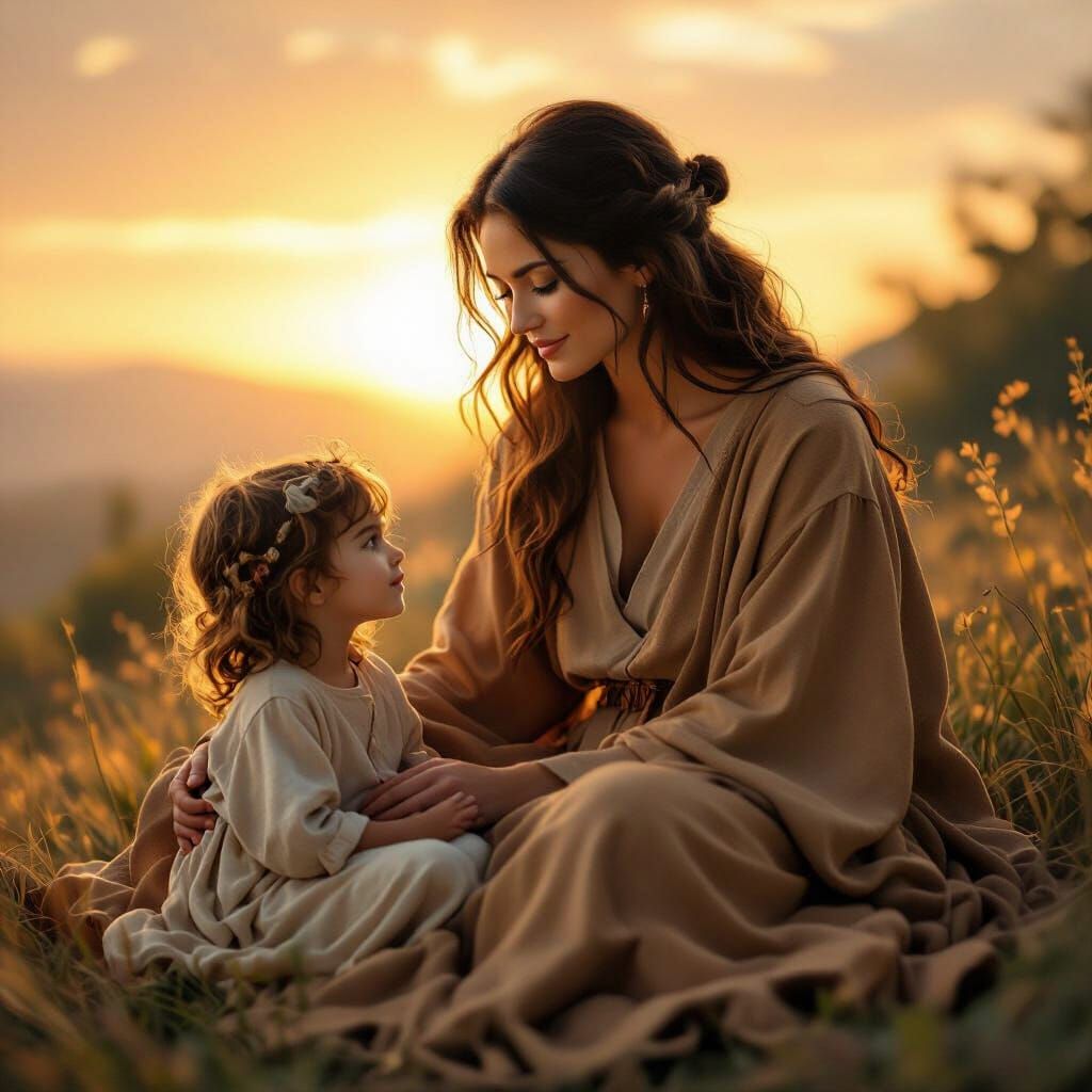 Woman Connects With Inner Child in Mystical Light