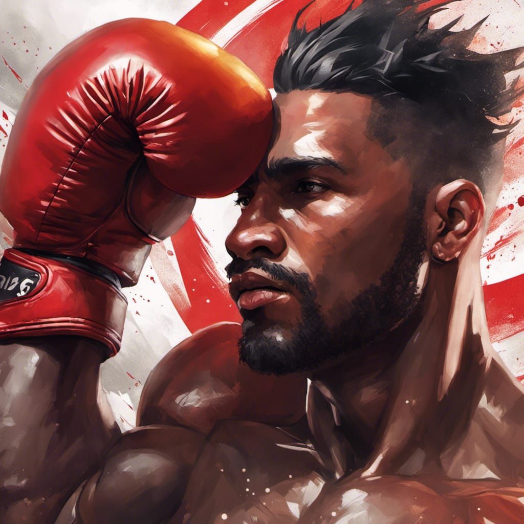 Boxer Hit by Glove Hyperdetailed Portrait