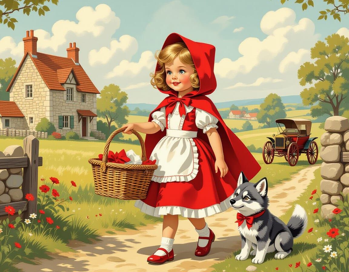 Red Riding Hood in Whimsical English Countryside