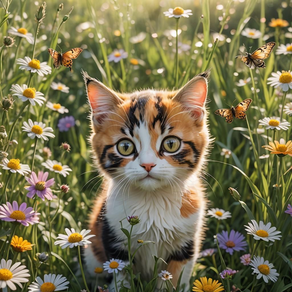 Calico Kitten and Taco: Whimsical Anime 3D Art