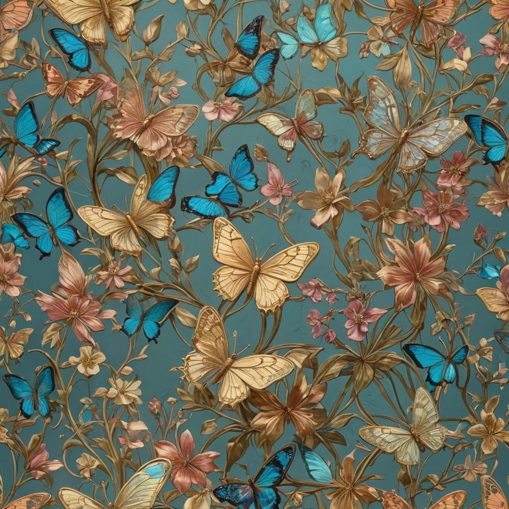 Holographic Art Nouveau Visions of Floral Beauty