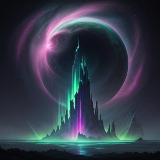 Cosmic Entity on Throne in Surreal Metaverse