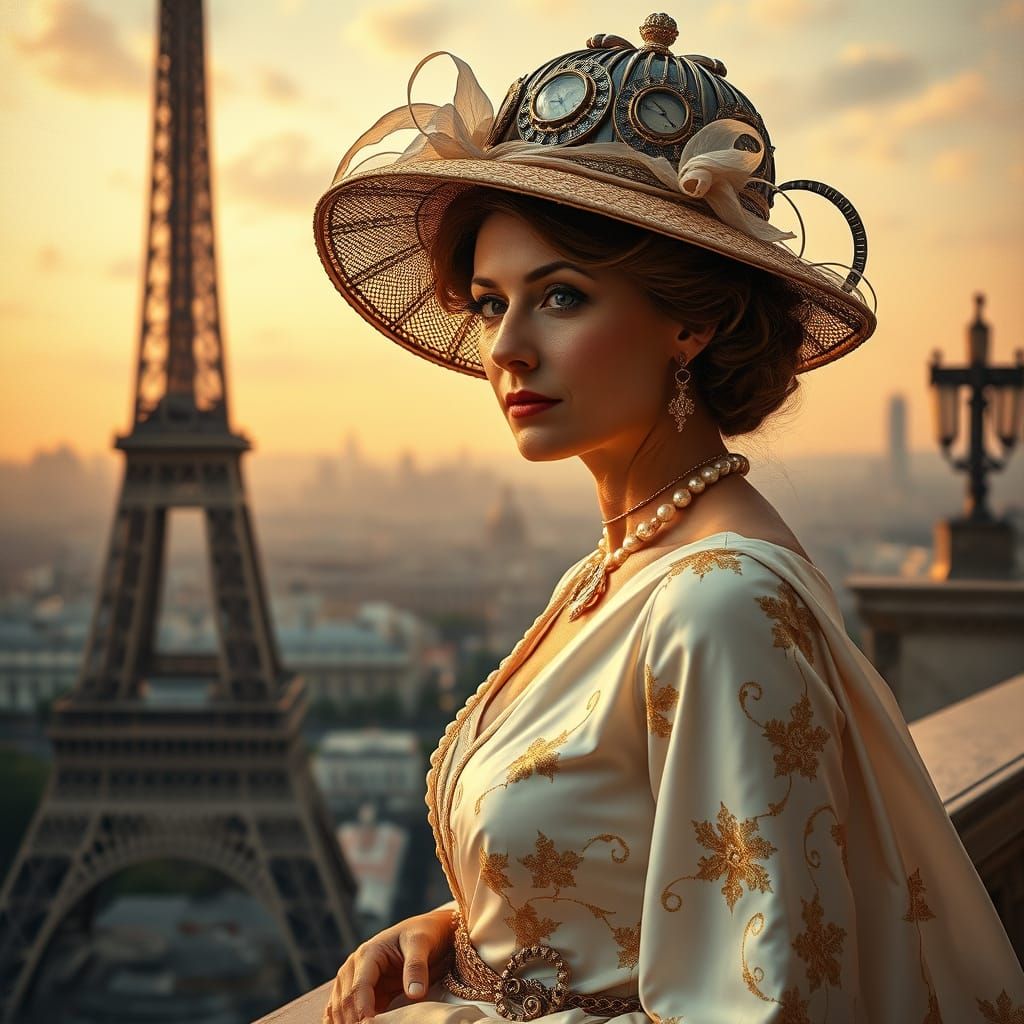 Steampunk Aunt Camilla Visits Eiffel Tower in Elegant Style