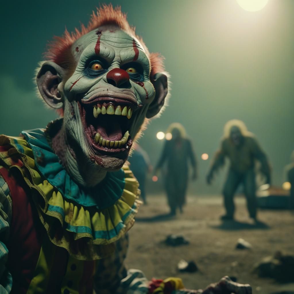 Baby Zombie Monkey Monster Clown Grinning Maniacally