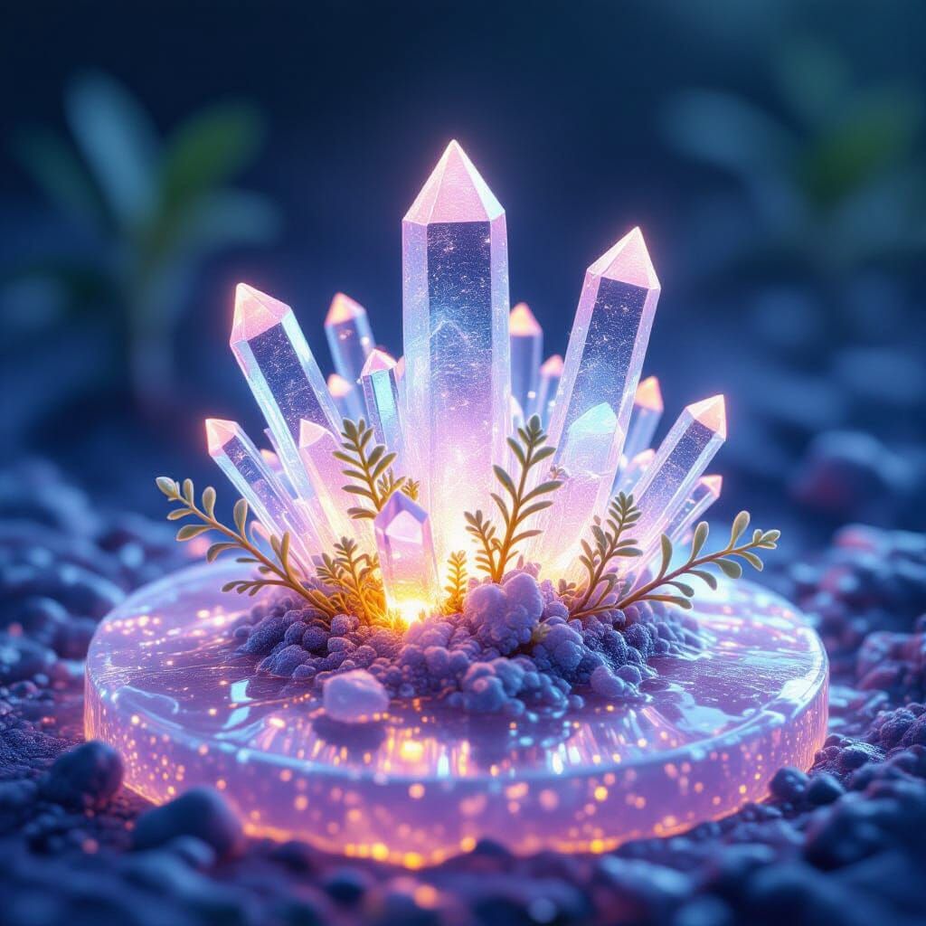 Microbe Gardener Cultivating Luminous Crystal Flora on Gel