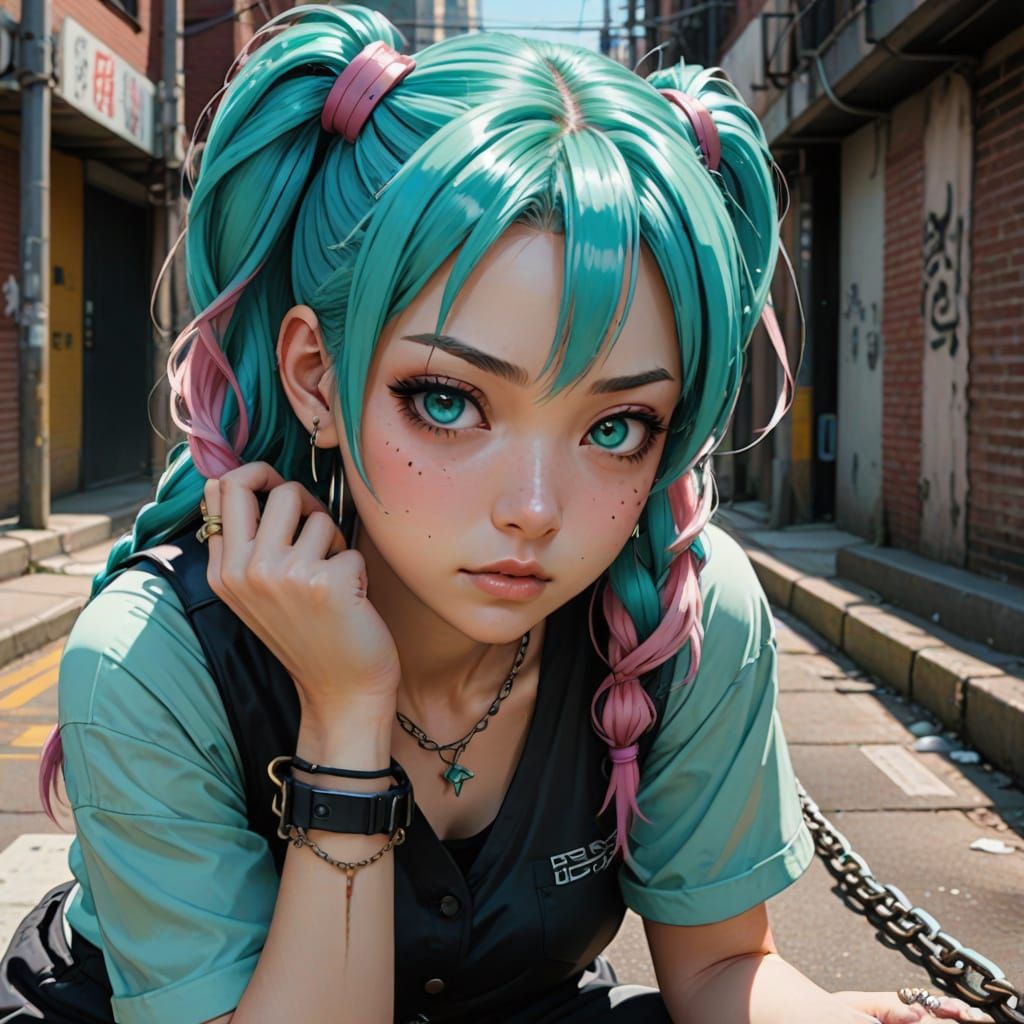 Stylized Anime-Inspired Portrait of a Young Woman