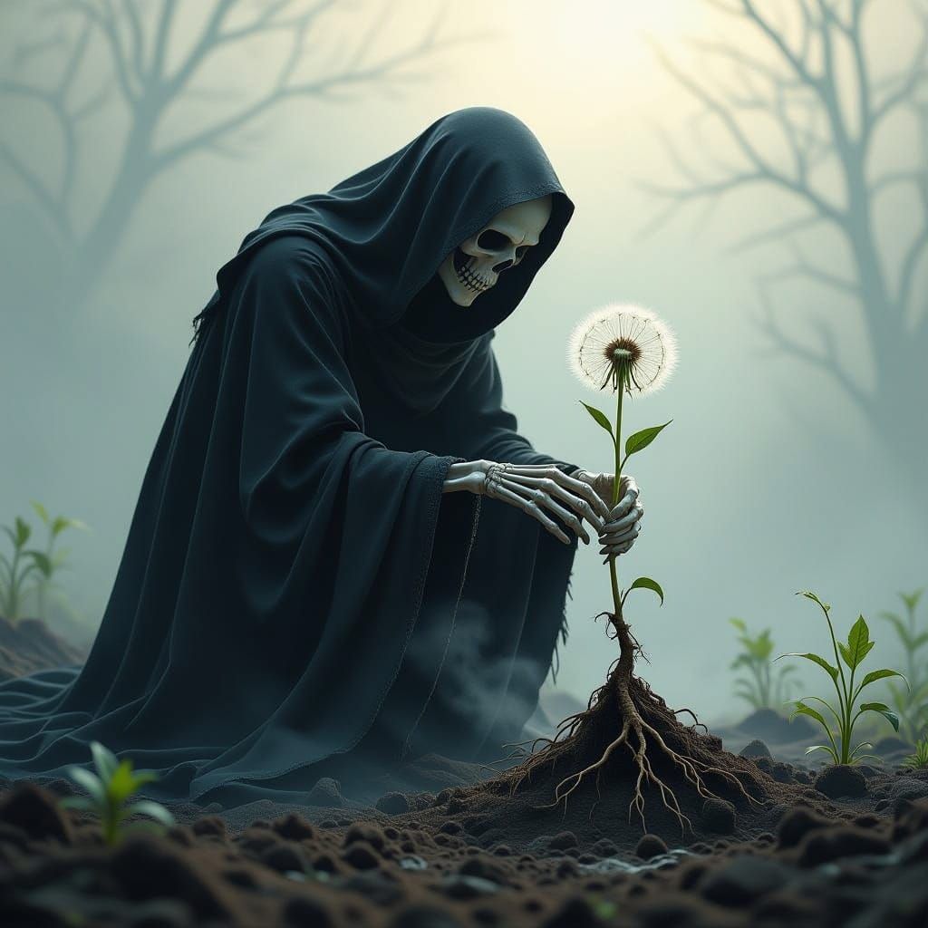 Death Harvesting Vitality From Dandelion Root