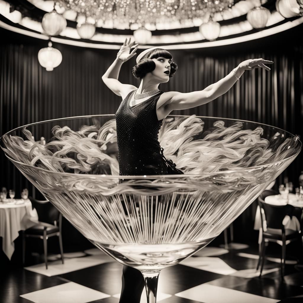 Flapper Girl Dancing in Martini Glass