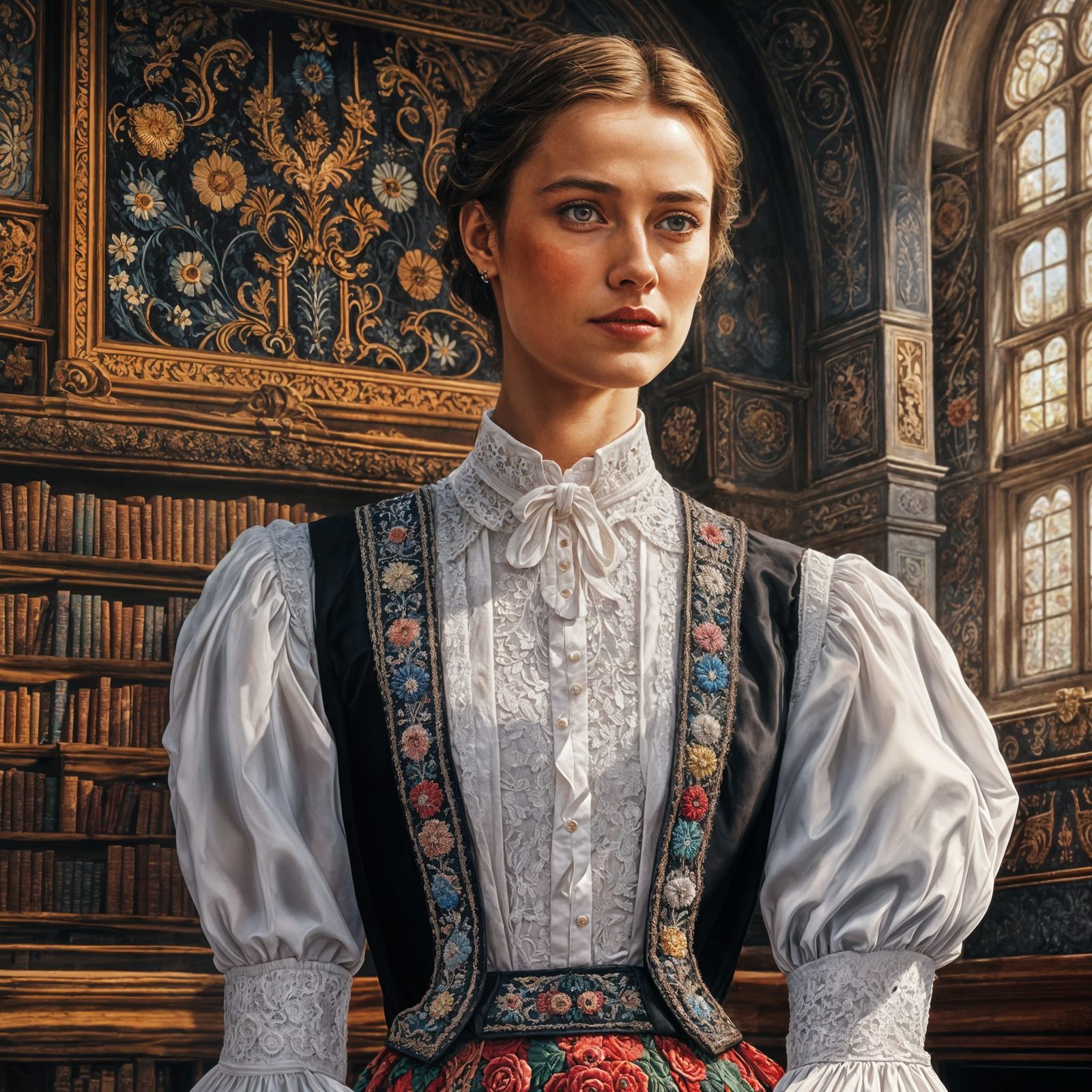 Czech Woman in Traditional Dress in Prague