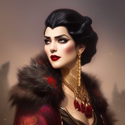 Majestic Vampire Portrait in Art Nouveau Style