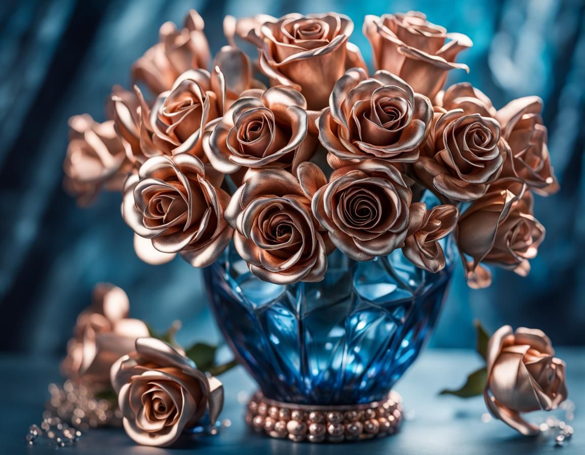 Metal Pink Gold Roses