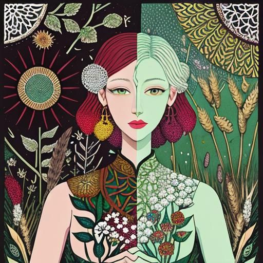 Fantasy Garden: Mixed Media Painting with Abstract Details