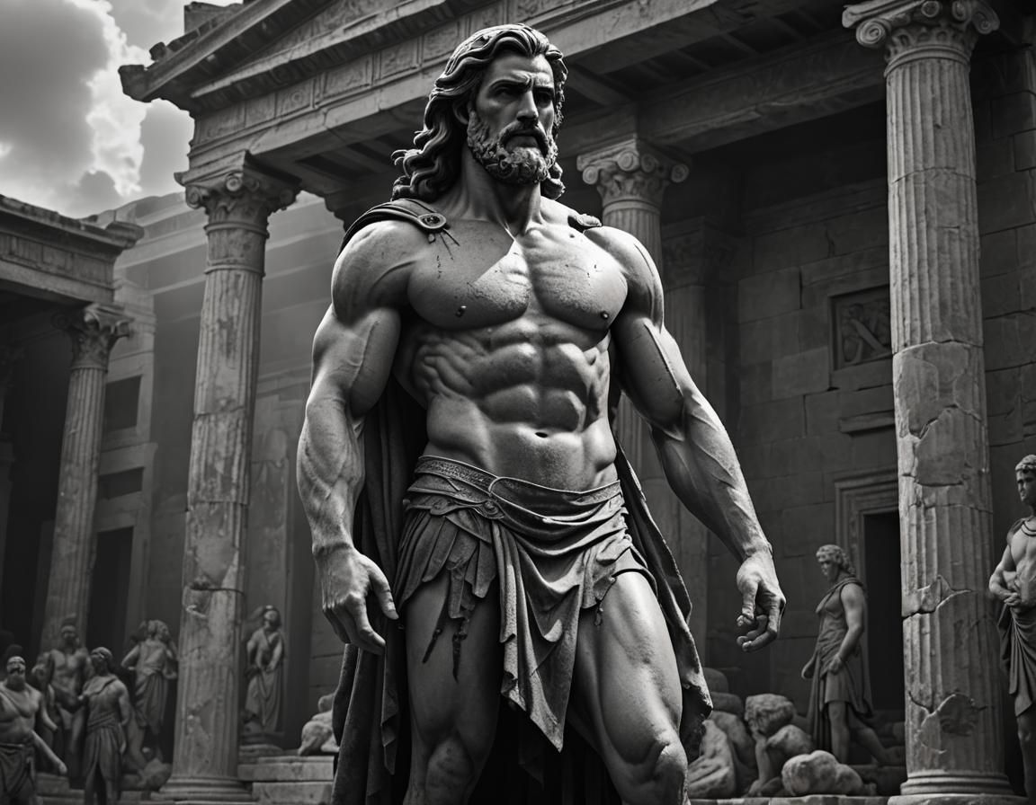 Greek Statue of Wounded Man in Ancient Greece