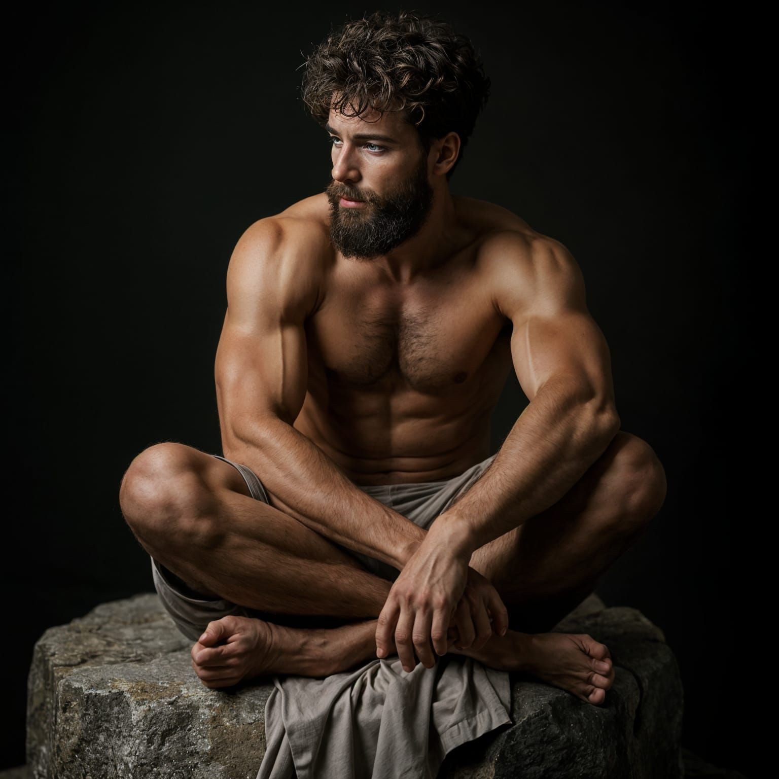 Chiseled Male Form in Contemplation