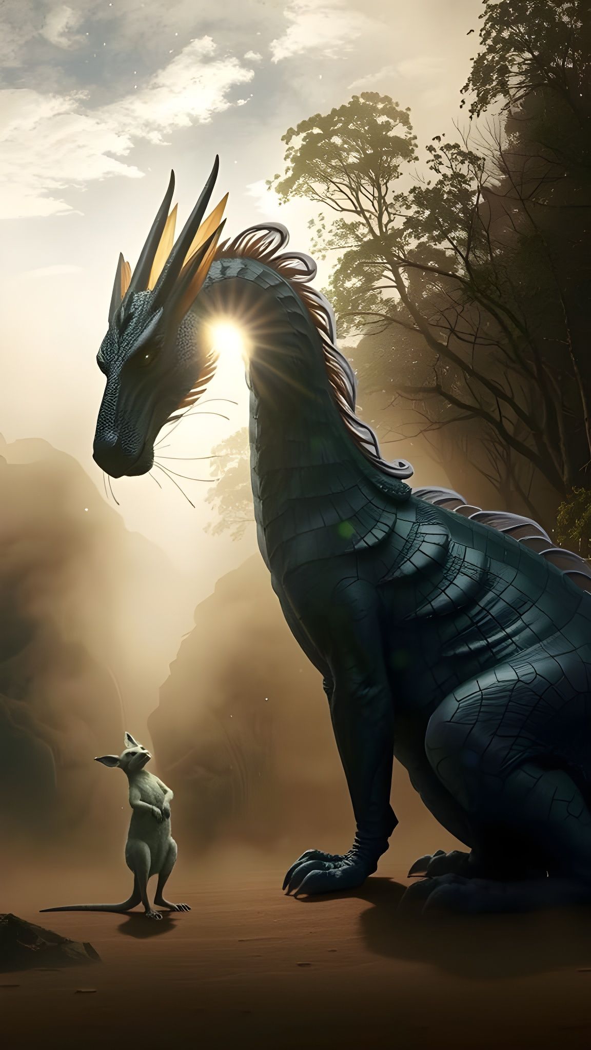 Mystical Dragon Emerges in Blue Mountains