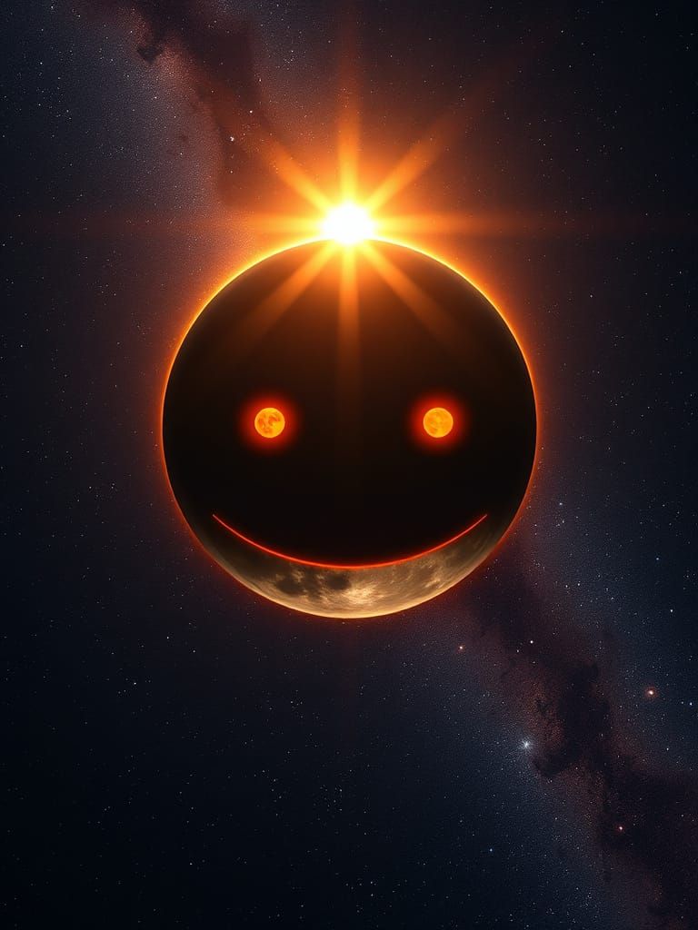 Celestial Face Formed by Sun, Moon, and Milky Way