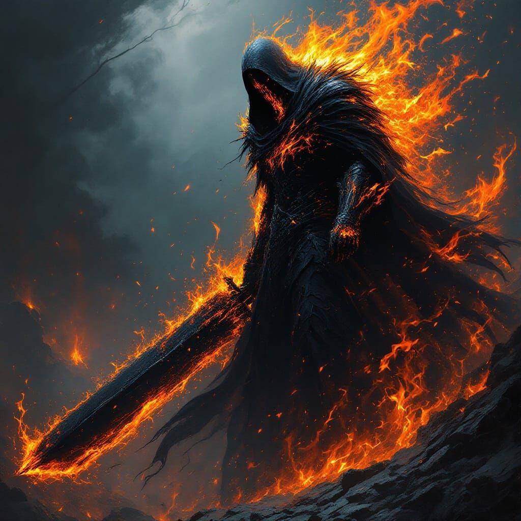 Dark Knight Wraith Enveloped in Inferno